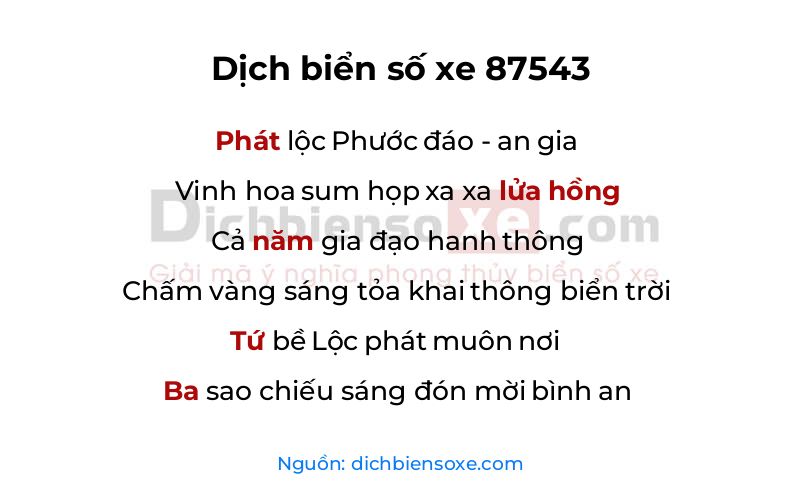 Dịch thơ biển số 87543