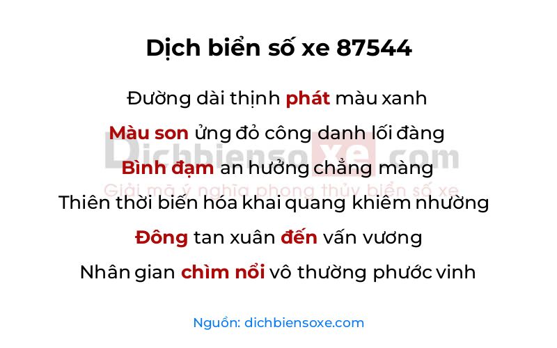 Dịch thơ biển số 87544