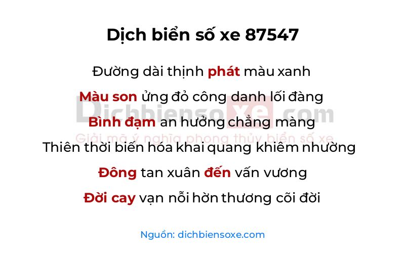 Dịch thơ biển số 87547