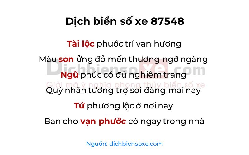 Dịch thơ biển số 87548