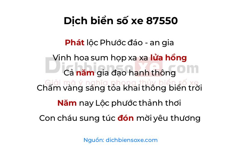 Dịch thơ biển số 87550