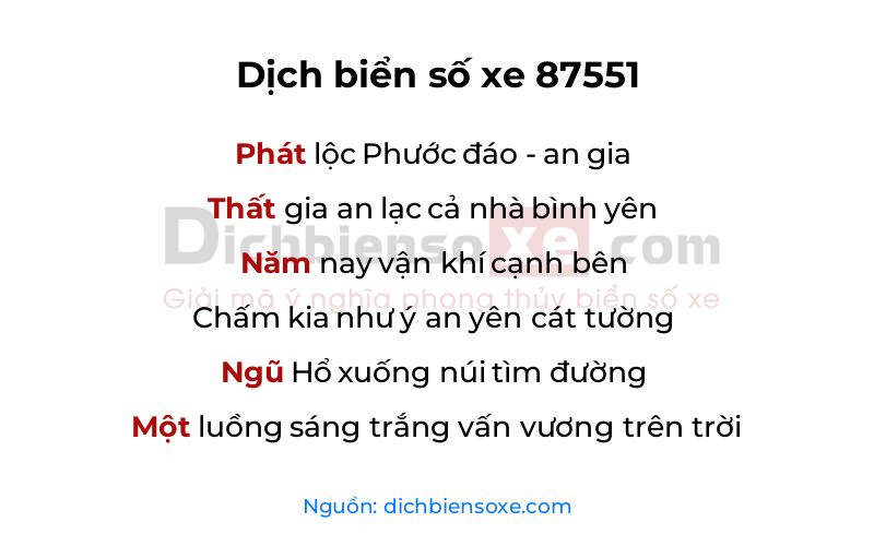 Dịch thơ biển số 87551