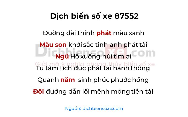 Dịch thơ biển số 87552