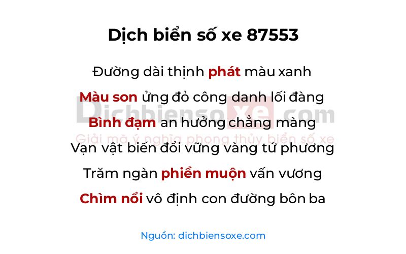 Dịch thơ biển số 87553