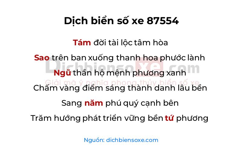 Dịch thơ biển số 87554