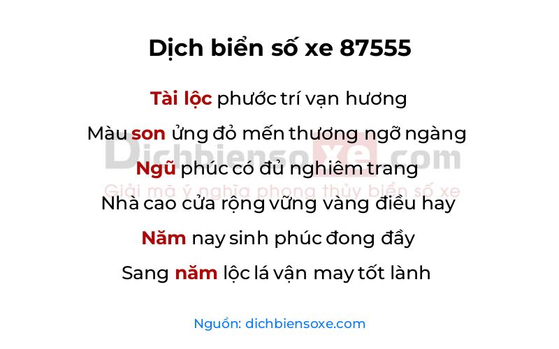 Dịch thơ biển số 87555