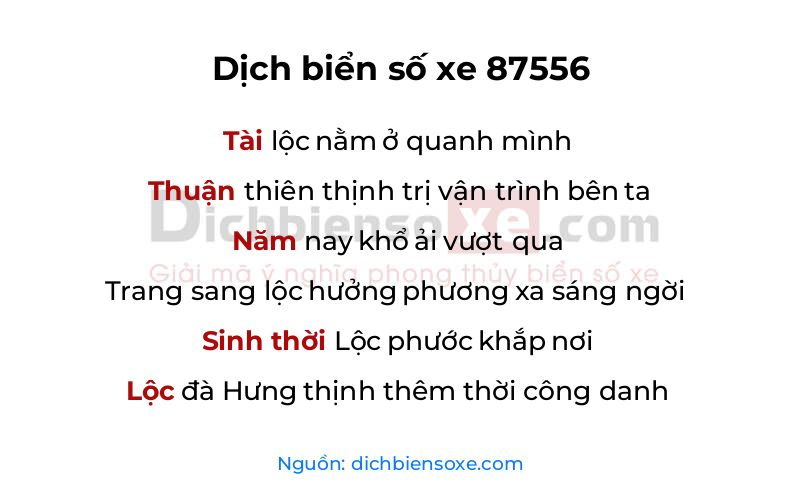 Dịch thơ biển số 87556