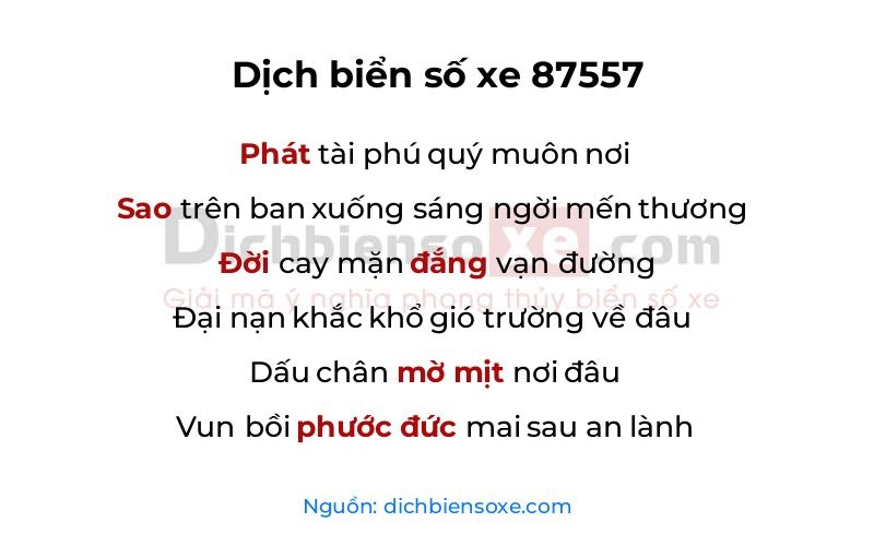 Dịch thơ biển số 87557