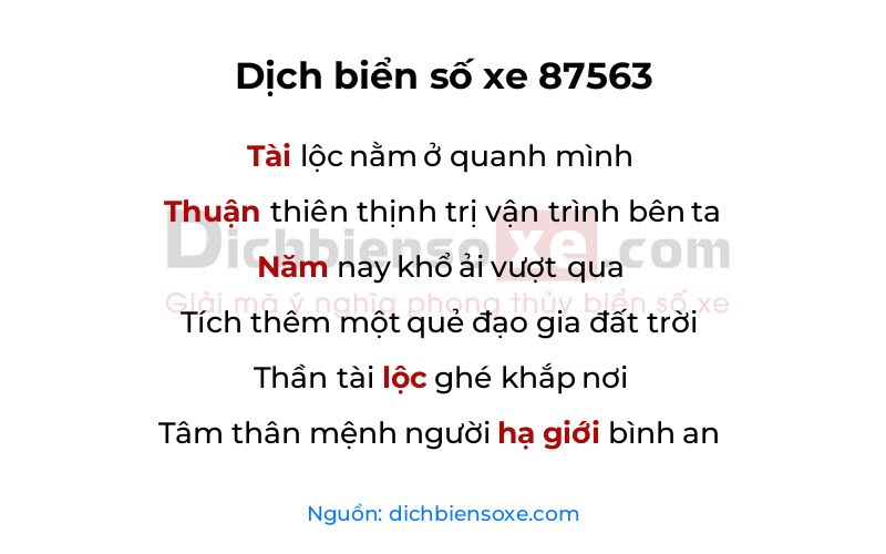 Dịch thơ biển số 87563