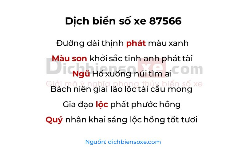 Dịch thơ biển số 87566