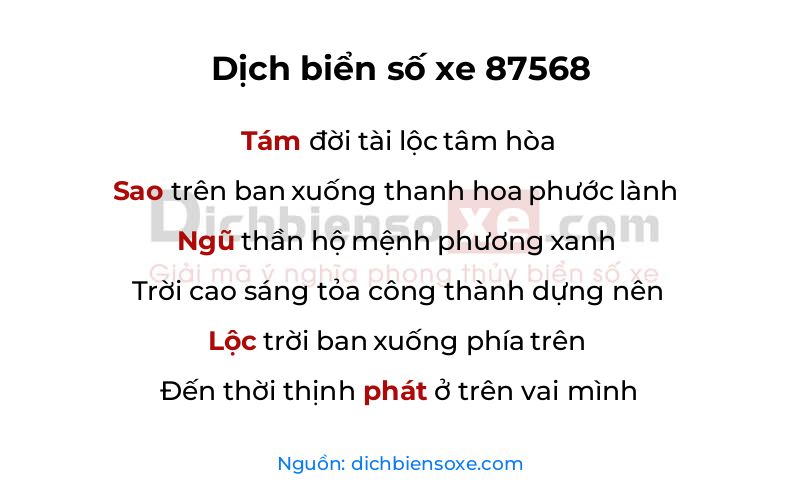 Dịch thơ biển số 87568