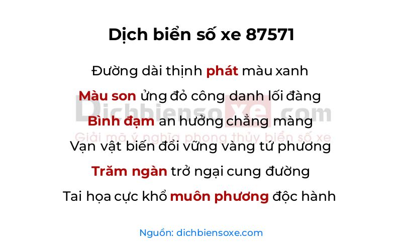 Dịch thơ biển số 87571