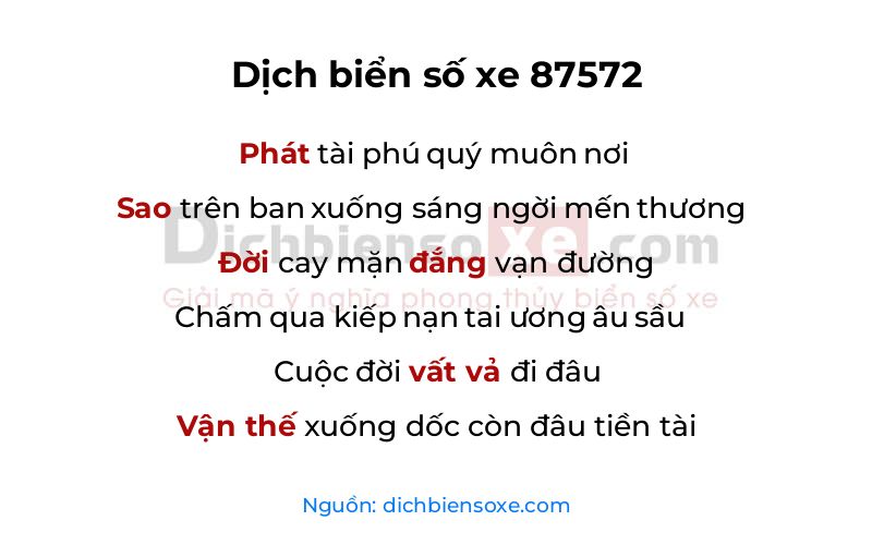 Dịch thơ biển số 87572