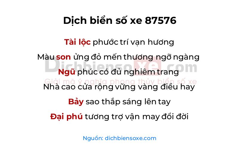 Dịch thơ biển số 87576