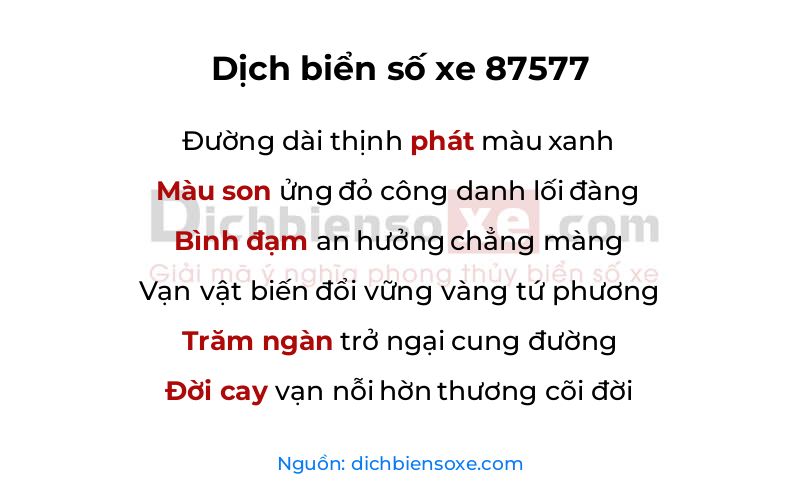 Dịch thơ biển số 87577