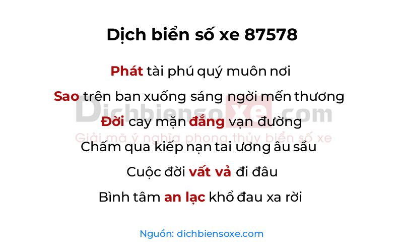 Dịch thơ biển số 87578