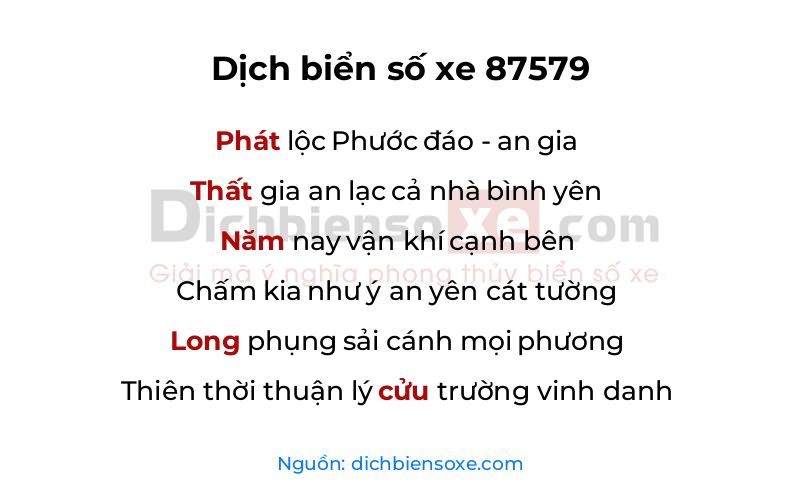 Dịch thơ biển số 87579