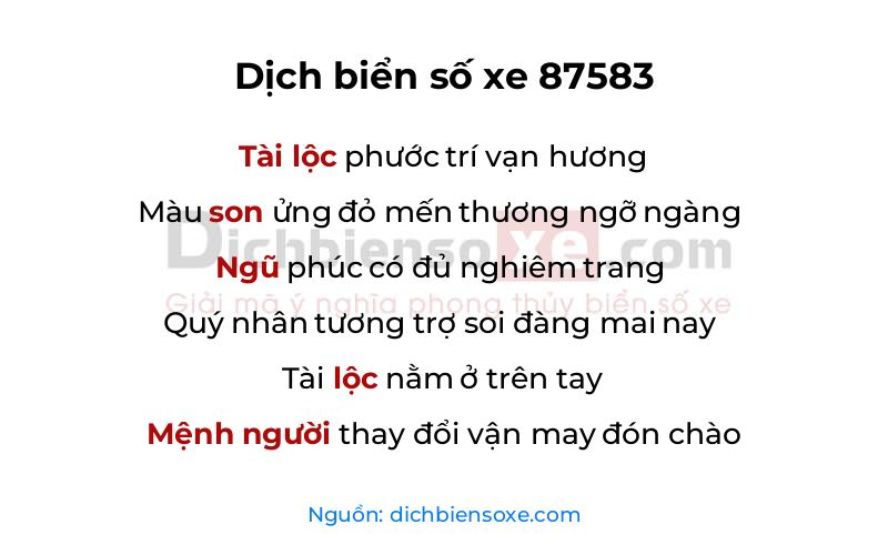 Dịch thơ biển số 87583