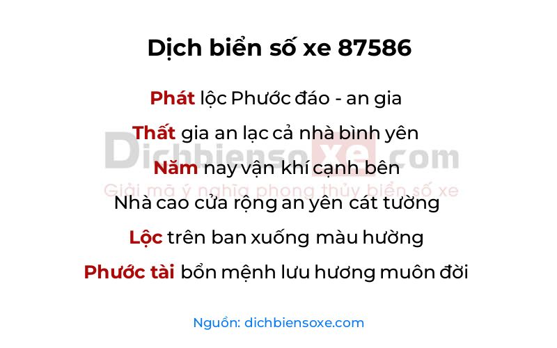 Dịch thơ biển số 87586