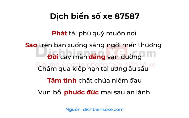 Dịch thơ biển số 87587