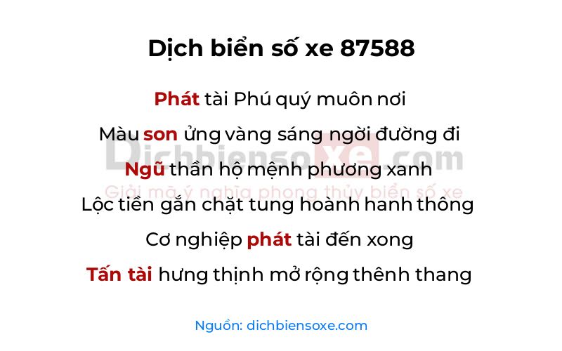 Dịch thơ biển số 87588