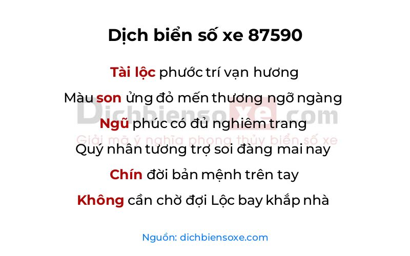 Dịch thơ biển số 87590