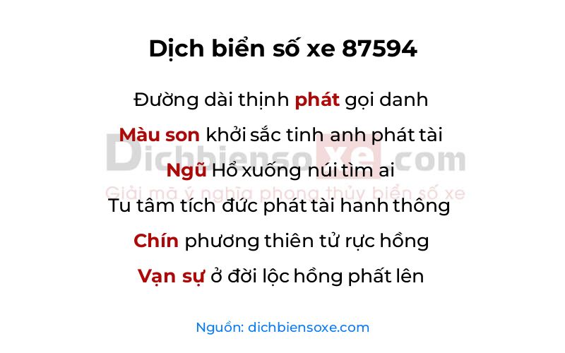 Dịch thơ biển số 87594
