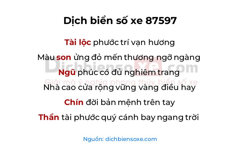 Dịch thơ biển số 87597
