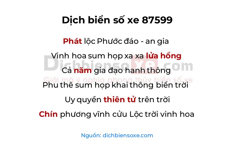 Dịch thơ biển số 87599