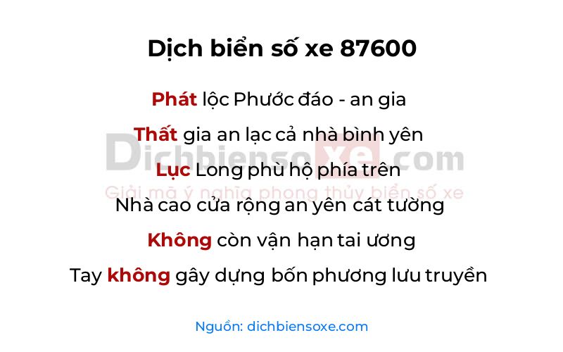 Dịch thơ biển số 87600