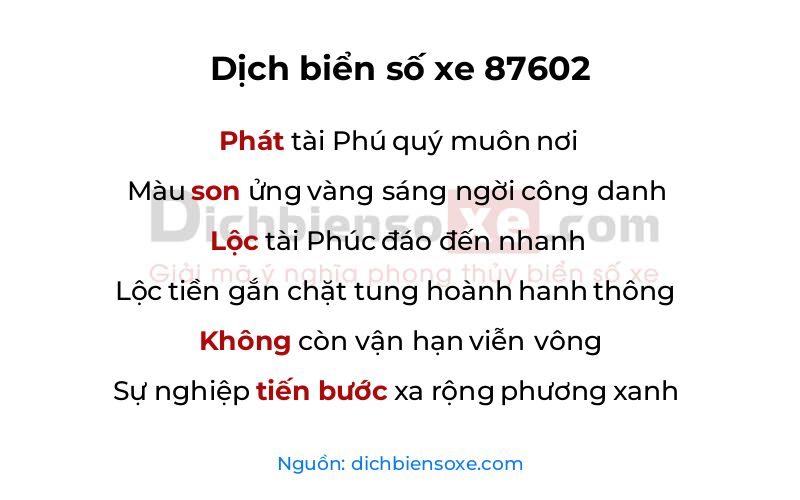 Dịch thơ biển số 87602