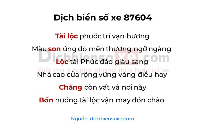 Dịch thơ biển số 87604