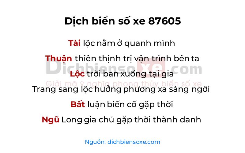 Dịch thơ biển số 87605