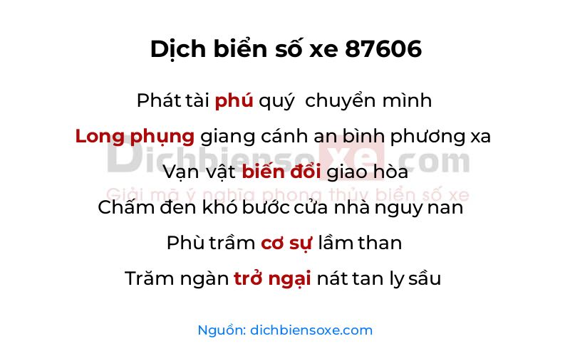 Dịch thơ biển số 87606