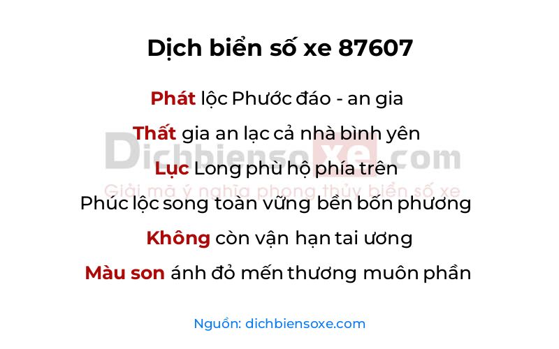 Dịch thơ biển số 87607