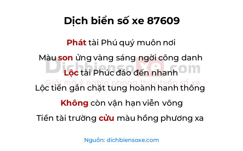 Dịch thơ biển số 87609