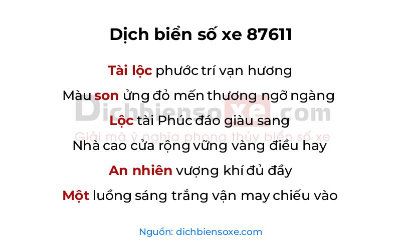 Dịch thơ biển số 87611