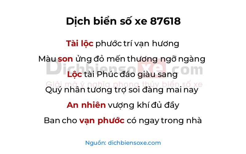Dịch thơ biển số 87618