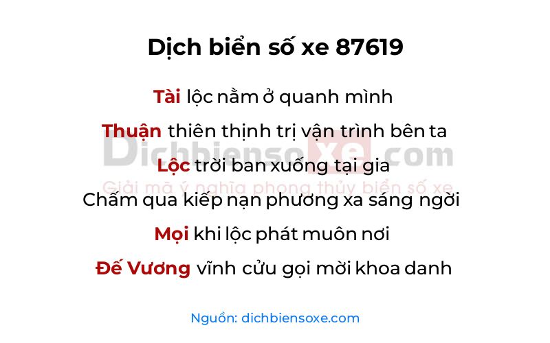 Dịch thơ biển số 87619