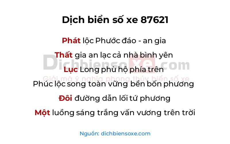 Dịch thơ biển số 87621