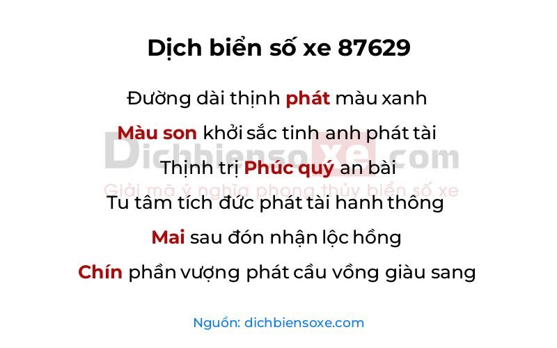Dịch thơ biển số 87629