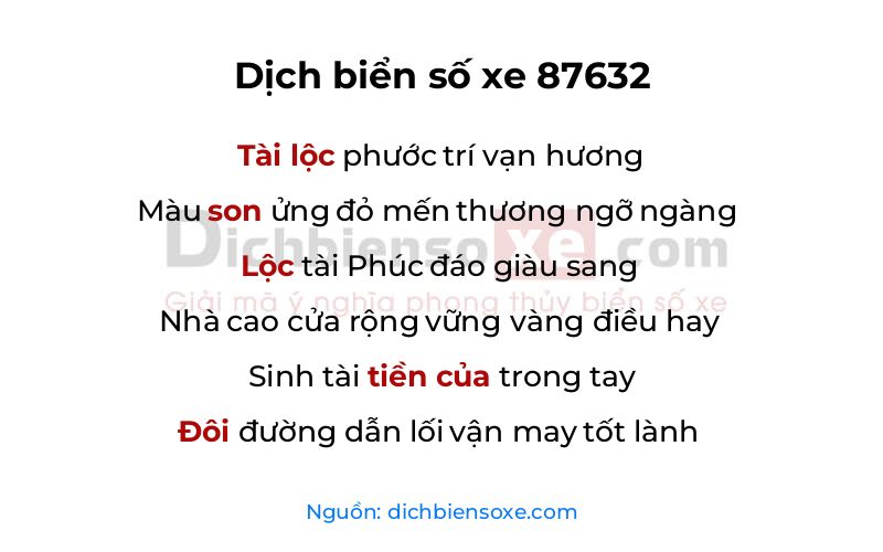 Dịch thơ biển số 87632