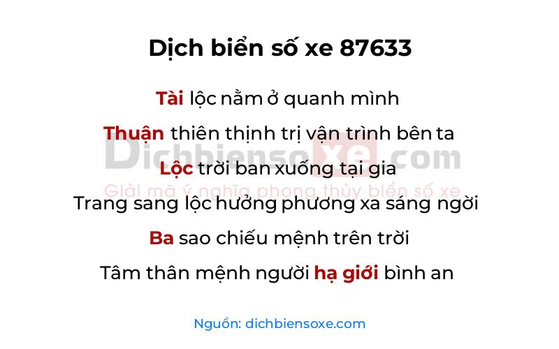 Dịch thơ biển số 87633