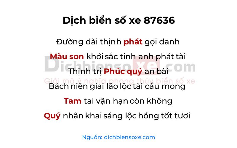 Dịch thơ biển số 87636