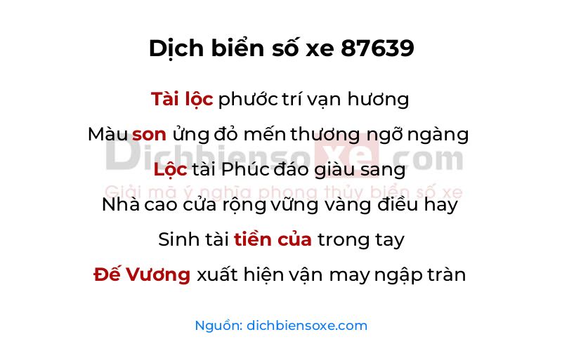 Dịch thơ biển số 87639