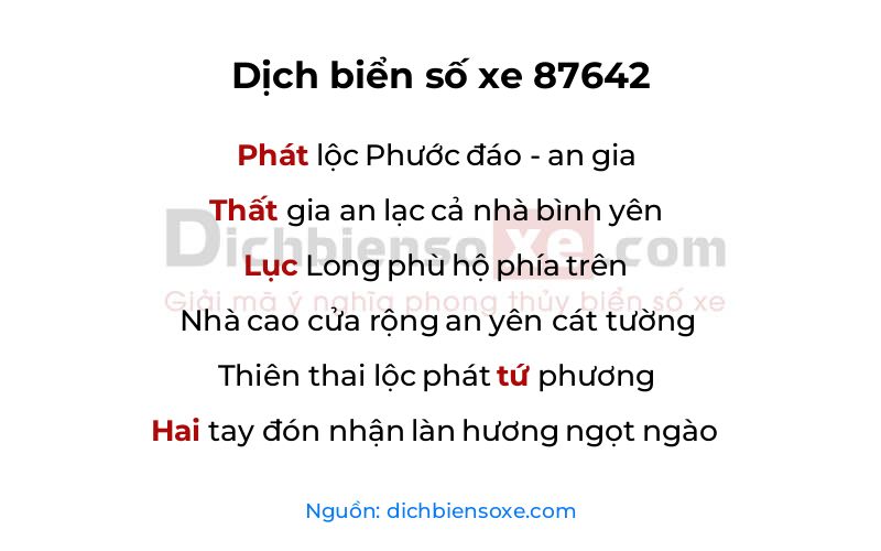 Dịch thơ biển số 87642