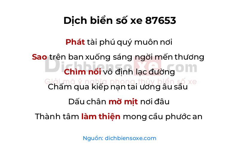 Dịch thơ biển số 87653