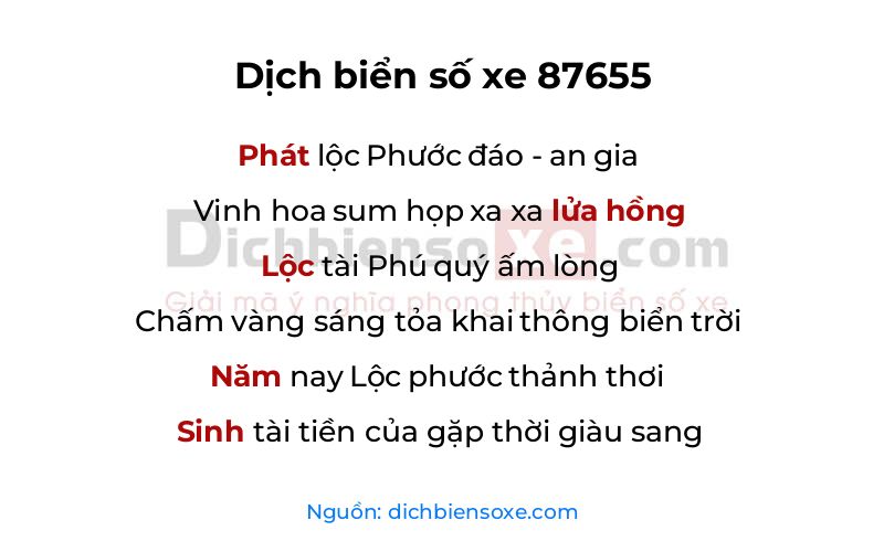 Dịch thơ biển số 87655