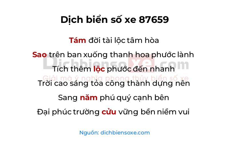 Dịch thơ biển số 87659