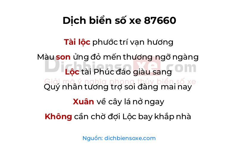 Dịch thơ biển số 87660